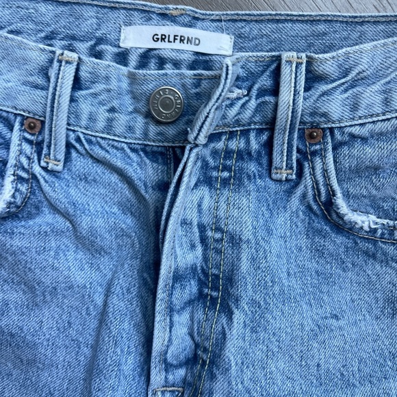 GRLFRND Helena Light Blue Straight Leg Jeans with Frayed Hem 27 - Picture 3 of 5